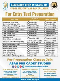 Read more about the article Cadet College Admission Date 2025 in Pakistan – Last Date & Entry Test Preparation